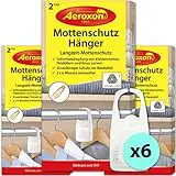 Aeroxon Mottenschutz für Kleiderschrank - 3x2 Stück - Mottenschutz-Hänger - Kleidermotten bekämpfen - alternative zu Mottenpapier - Kleidermottenfalle - Mottenkugeln